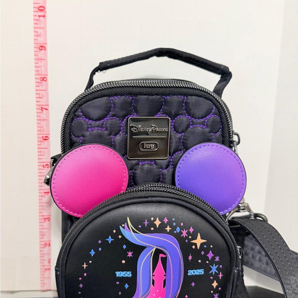Disney Disneyland 70th Black Crossbody Bag with Pink & Purple Ears - Picture 3 of 3